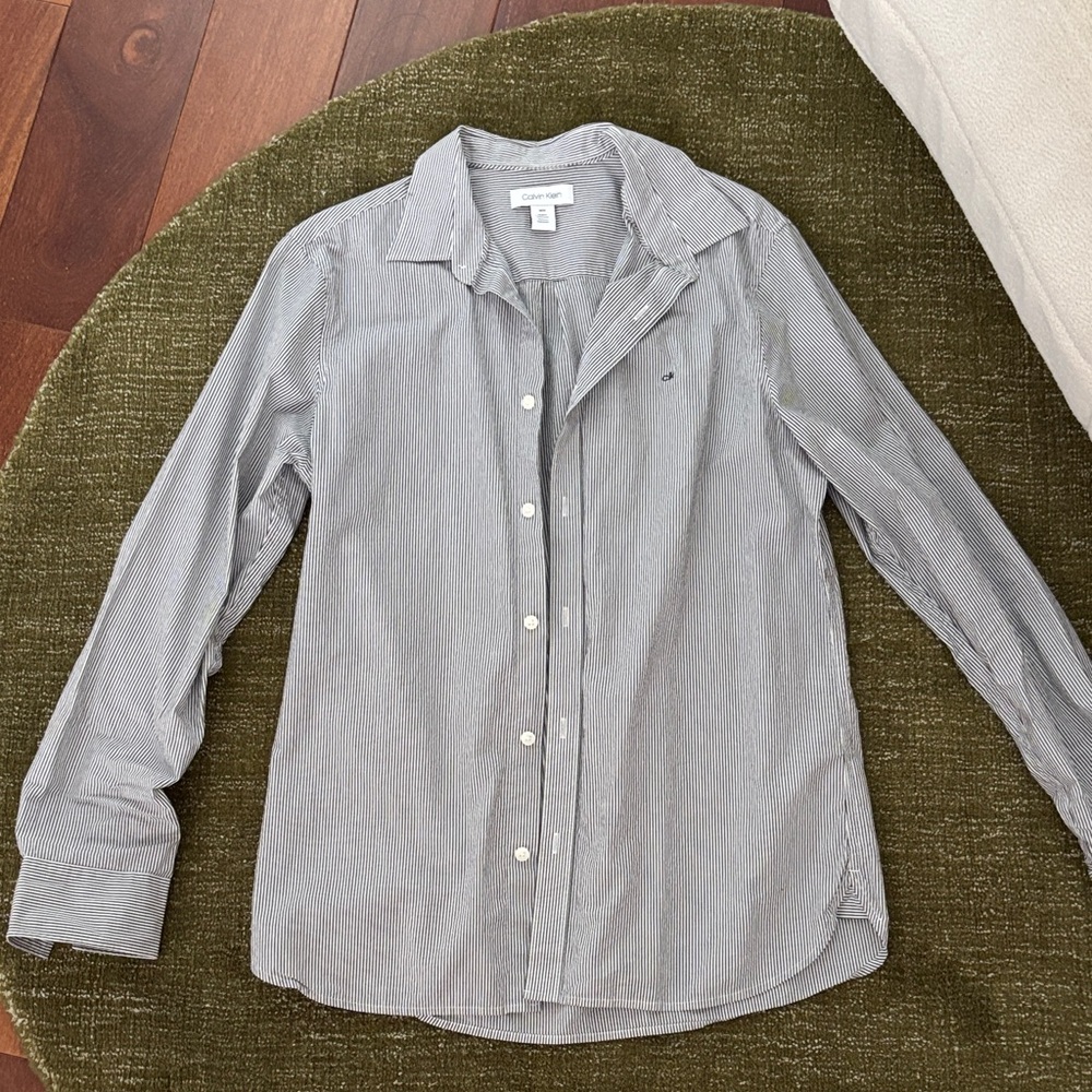 Calvin Klein Gray Striped Button Down Shirt